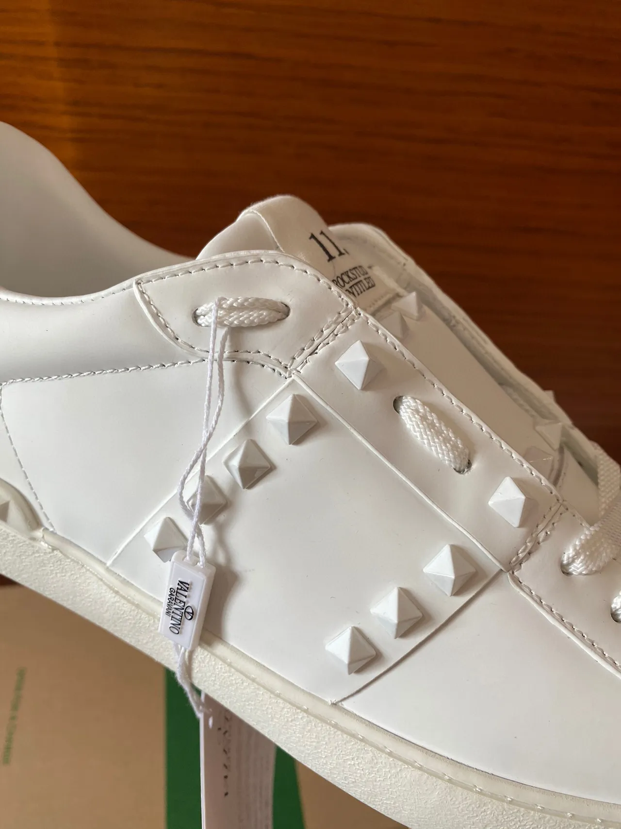 Valentino Rockstud White Leather Pyramid Stud Lifestyle Sneakers 4