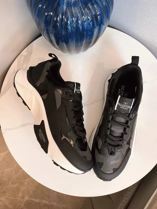 Valentino VLTN Black White Sole Camouflage Overlay Chunky Sneakers 3