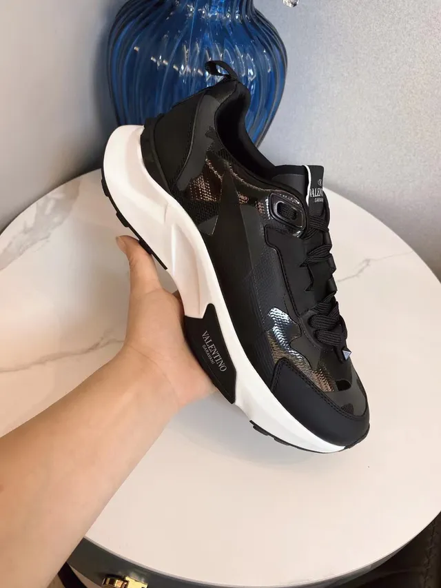 Valentino VLTN Black White Sole Camouflage Overlay Chunky Sneakers 4