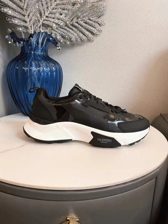 Valentino VLTN Black White Sole Camouflage Overlay Chunky Sneakers 5