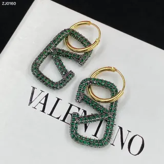 ভ্যালেন্টিনো VLTN সবুজ সোনা প্যাভে-সেট ক্রিস্টাল হিঞ্জড হুপ ইয়াররিংস