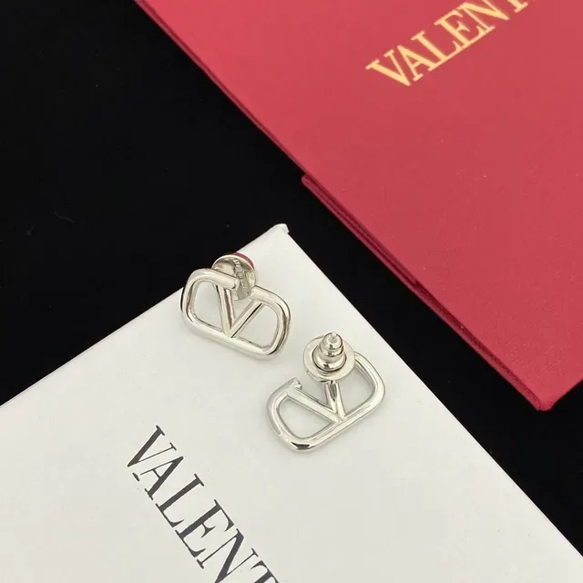 瓦伦蒂诺 VLTN 开放框架 V Logo 耳钉 2