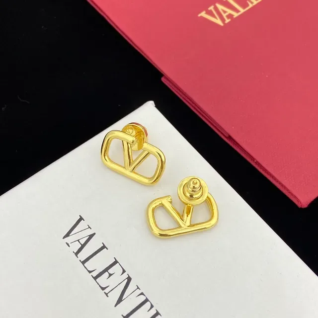 瓦伦蒂诺 VLTN 开放框架 V Logo 耳钉 3