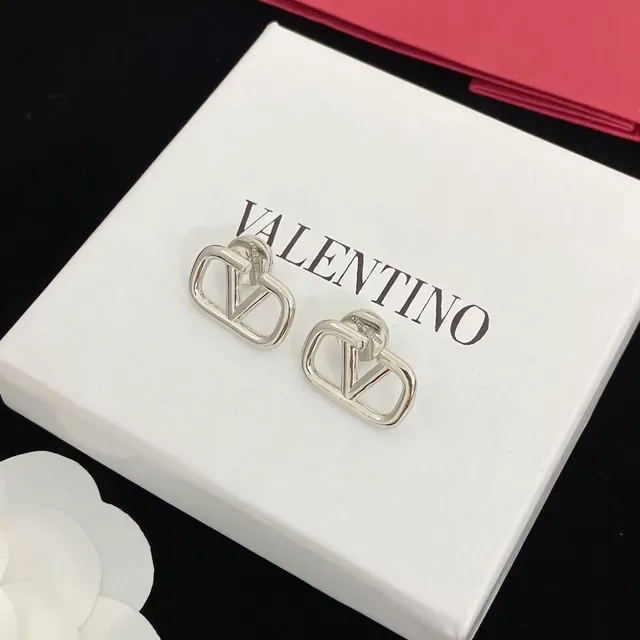 瓦伦蒂诺 VLTN 开放框架 V Logo 耳钉 4