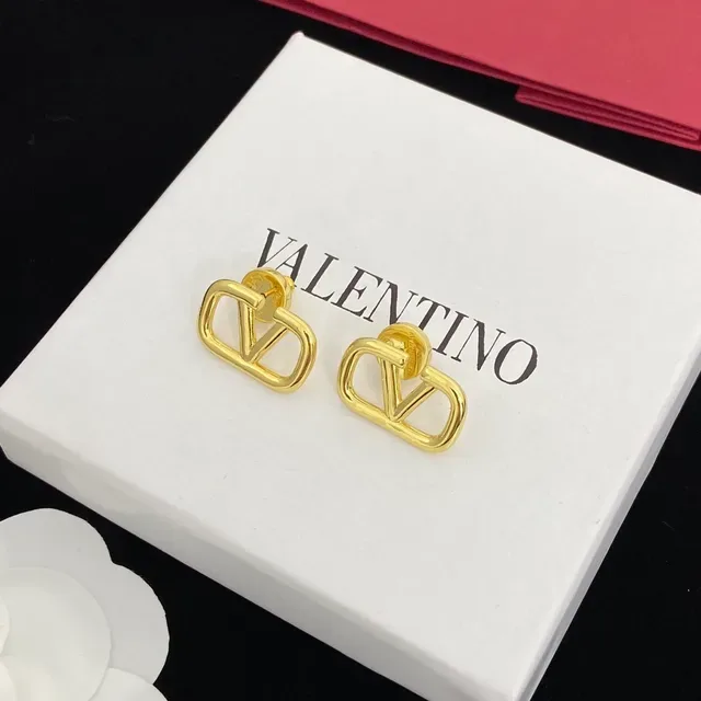瓦伦蒂诺 VLTN 开放框架 V Logo 耳钉 5