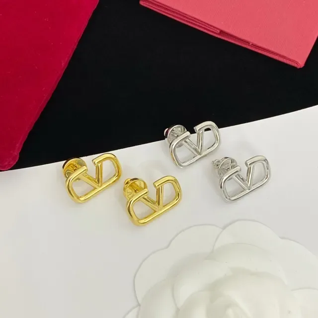 瓦伦蒂诺 VLTN 开放框架 V Logo 耳钉 6