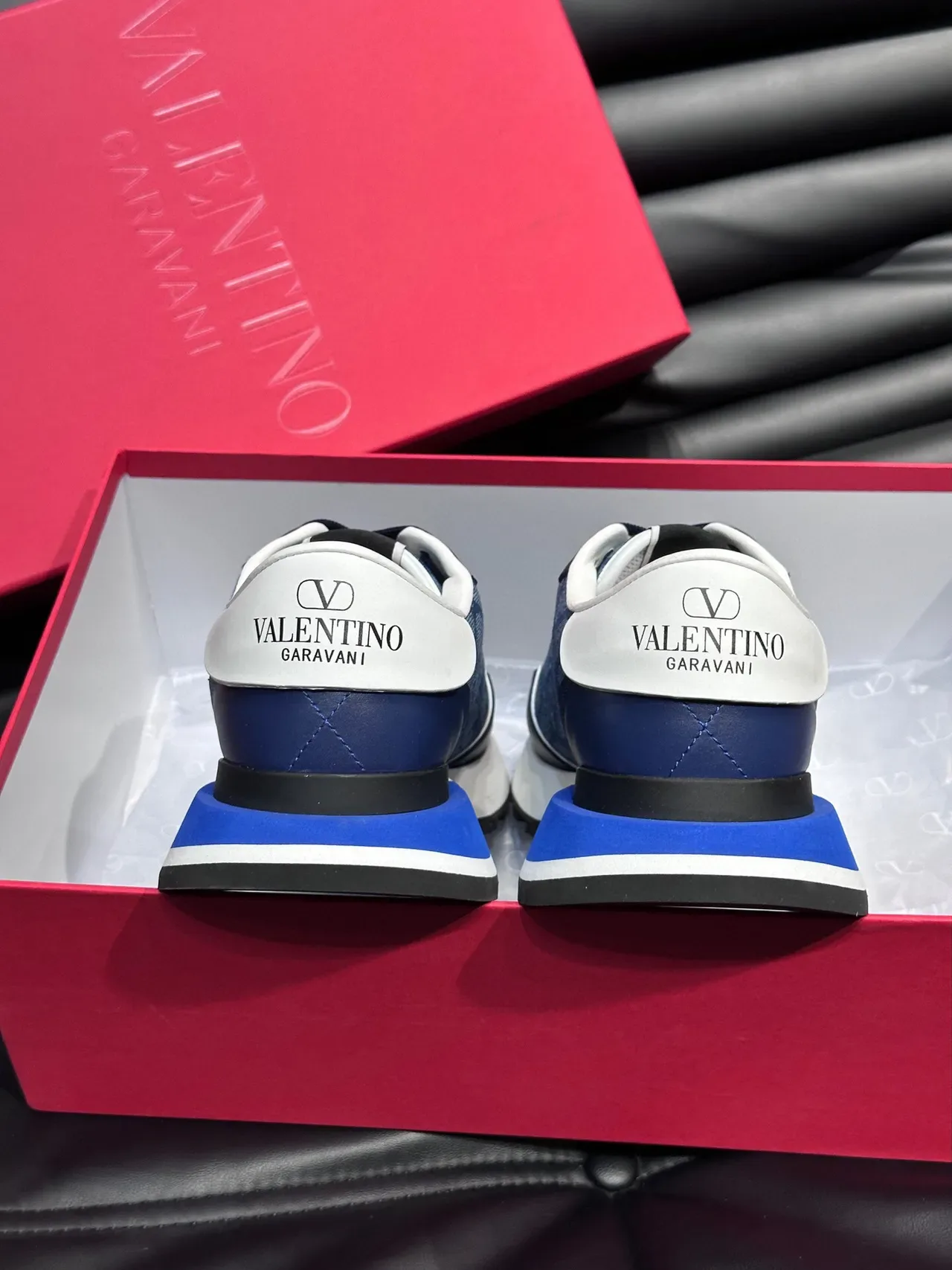 Valentino VLTN Runner Navy Blue Denim-Textured Lifestyle Sneakers 7