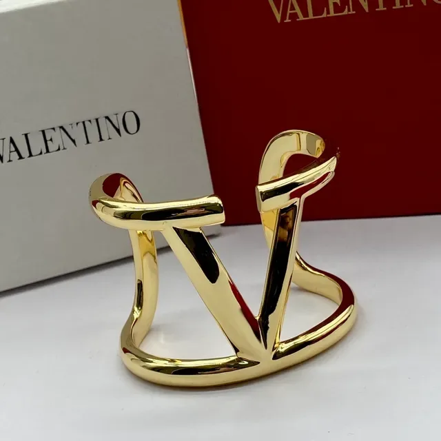 Valentino VLTN 银金色 开放手腕 V-Logo 手链 3