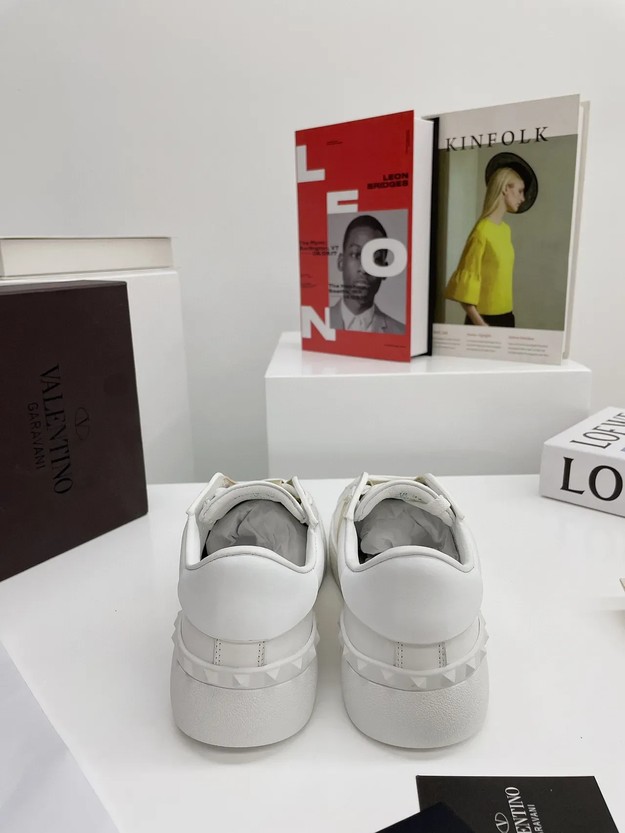 Valentino White Gold Leather Metallic Strap Lifestyle Sneakers 3