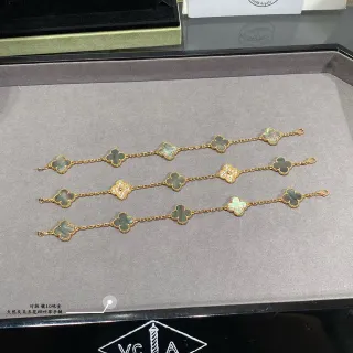 Van Cleef & Arpels Alhambra পাঁচ পাতার ক্লোভার মাদার অফ পার্ল এবং গোল্ড ব্রেসলেট