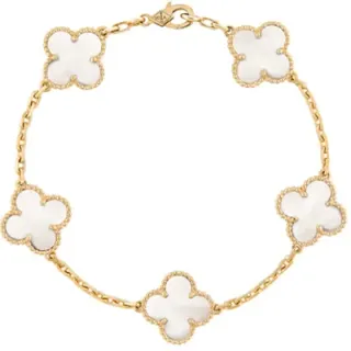 Van Cleef &amp; Arpels Alhambra Five Motif White Mother-of-Pearl 手链