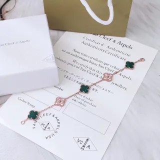 Van Cleef & Arpels Alhambra 孔雀石和钻石手链