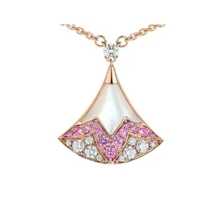 Van Cleef & Arpels Alhambra 粉红蓝宝石和钻石扇形吊坠项链