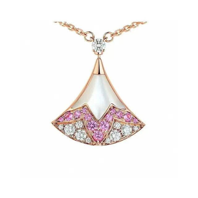 Van Cleef & Arpels Alhambra Colar com Safira Rosa e Diamante Pendente de Leque 2