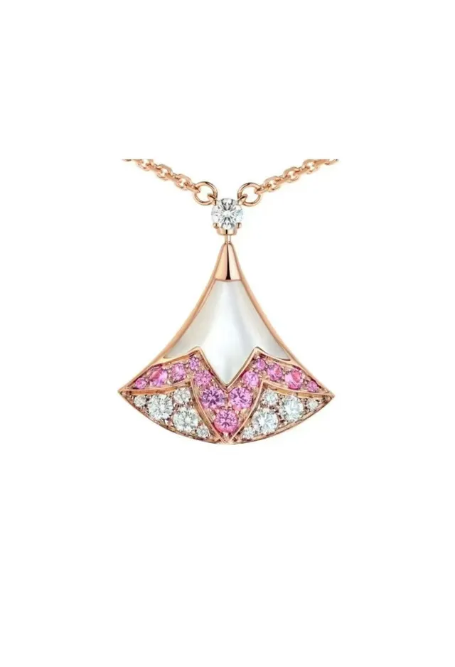 Van Cleef & Arpels Alhambra Colar com Safira Rosa e Diamante Pendente de Leque 3