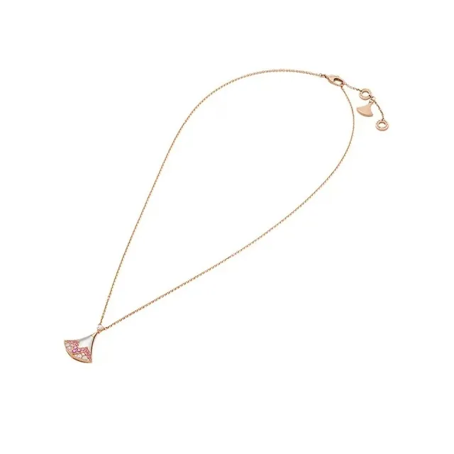 Van Cleef & Arpels Alhambra Colar com Safira Rosa e Diamante Pendente de Leque 4