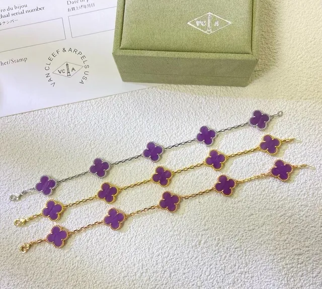 Van Cleef & Arpels Alhambra 紫色珐琅四叶草手链 2
