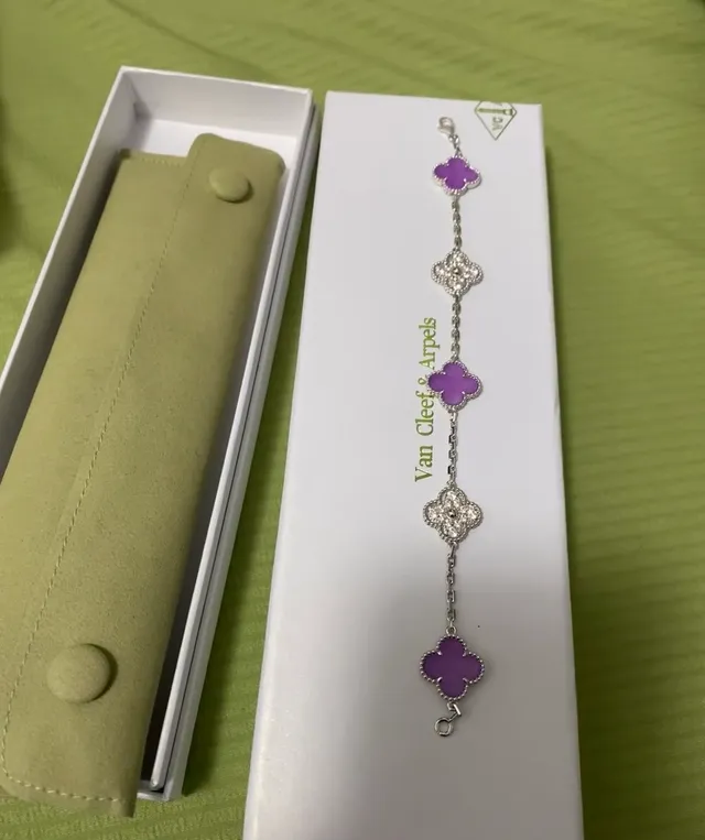 Van Cleef & Arpels Alhambra 紫色珐琅四叶草手链 4