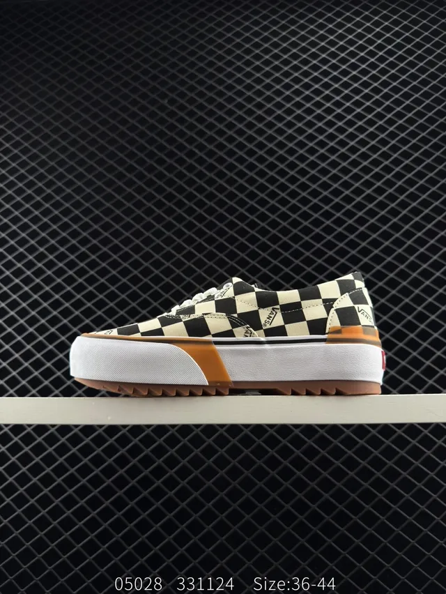 Vans Plataforma Low-Top Checkerboard Preto Branco Tênis de Skateboard 6