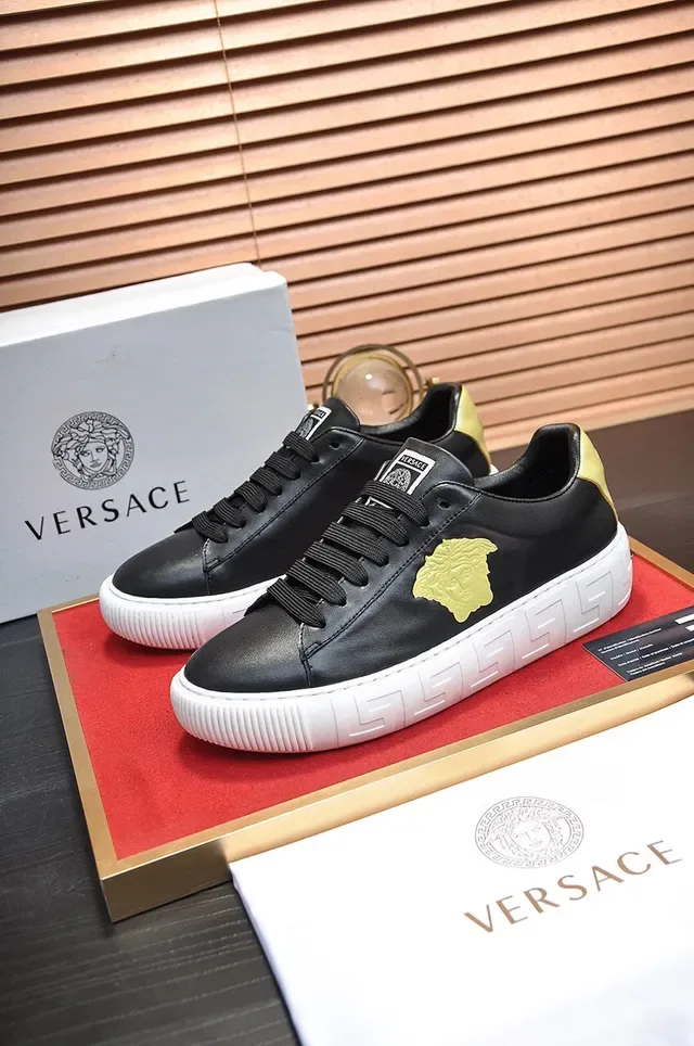Versace Black Gold Medusa Head Appliqué Greek Key Midsole Pattern Lifestyle Sneakers 7