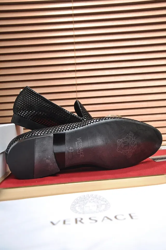 Versace Black Silver Perforated Slip-On Loafer 3