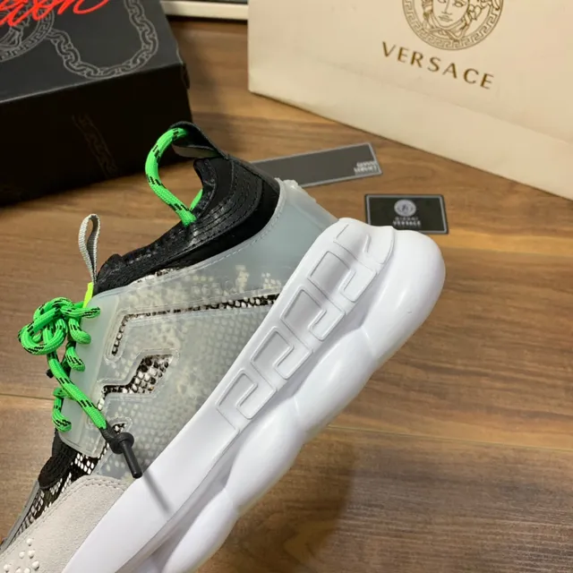 Versace Chain Reaction 米色 灰色 霓虹绿 厚底运动鞋 3