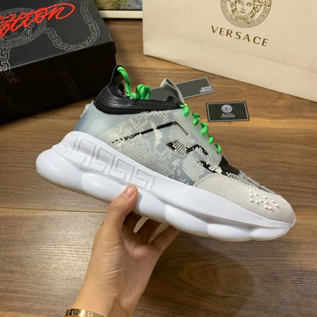 Versace Chain Reaction 米色 灰色 霓虹绿 厚底运动鞋 4