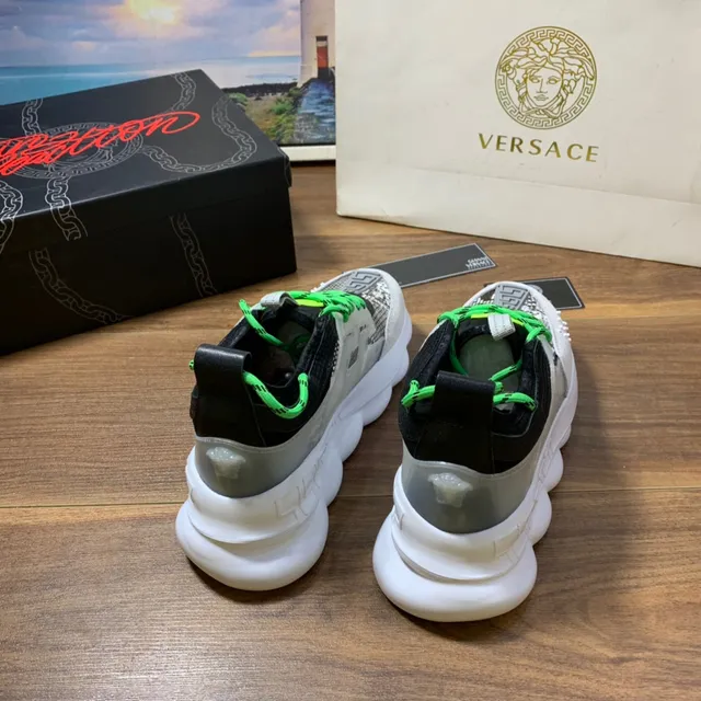 Versace Chain Reaction 米色 灰色 霓虹绿 厚底运动鞋 5