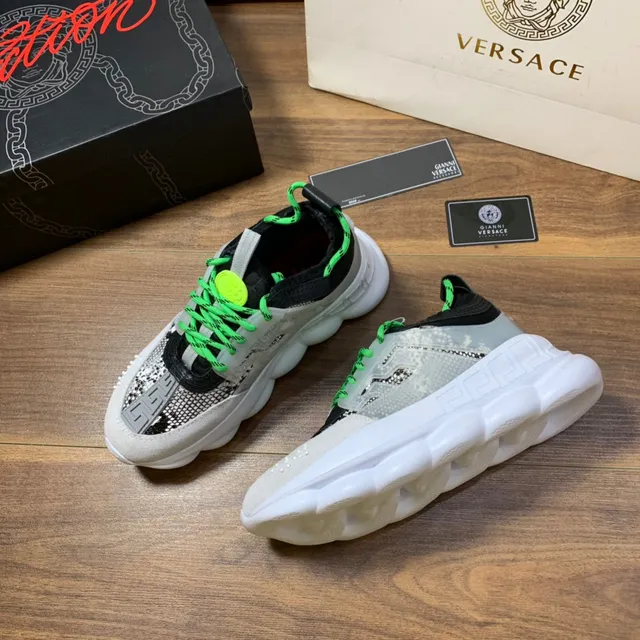 Versace Chain Reaction 米色 灰色 霓虹绿 厚底运动鞋 7