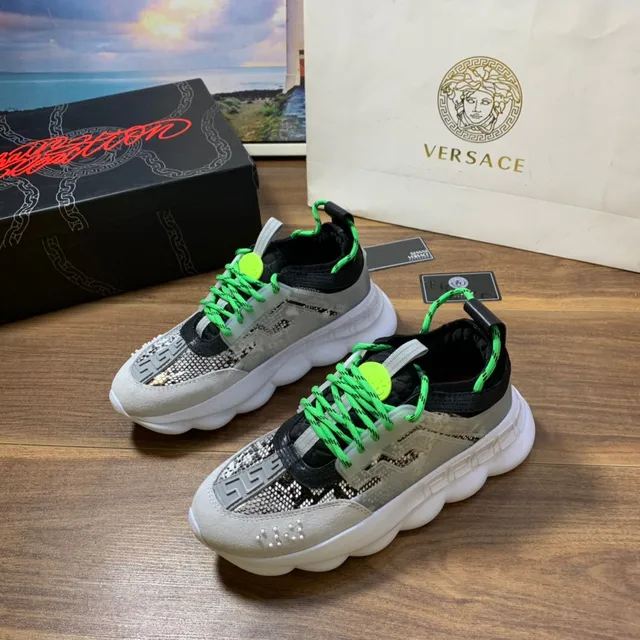 Versace Chain Reaction 米色 灰色 霓虹绿 厚底运动鞋 8