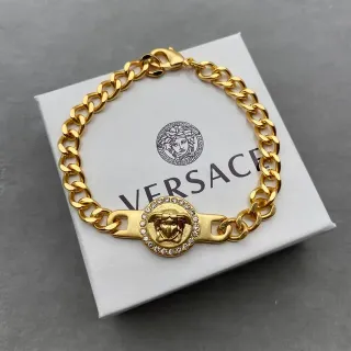 Versace Chain Reaction Medusa Head Crystal Halo Gold Tone 手链
