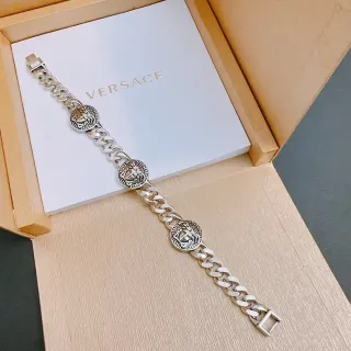 Versace Chain Reaction Medusa Head 银色曲链手链