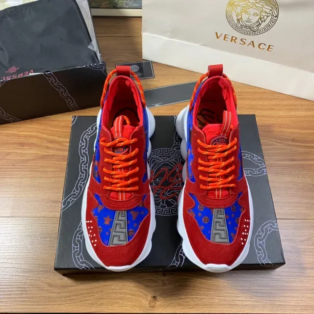 Versace Chain Reaction Red Blue Orange Chunky Sneakers 2