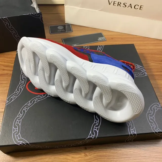Versace Chain Reaction Red Blue Orange Chunky Sneakers 3