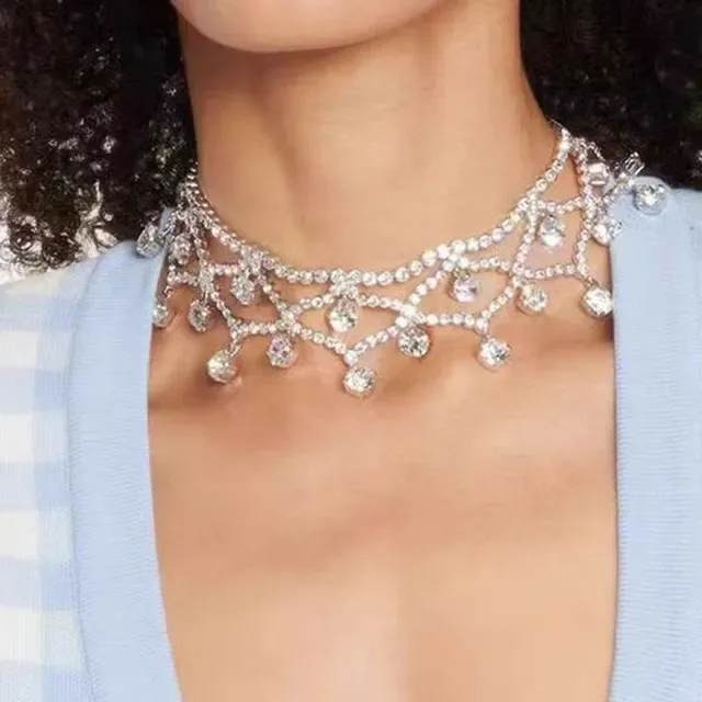 Versace Colar Choker Crystal-Embellished Geometric 3