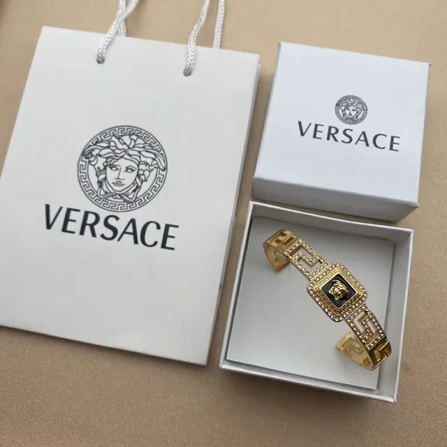 سوار Versace Greca Medusa ذهبي اللون أسود مينا كريستال 2