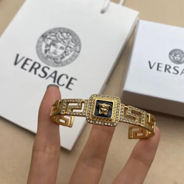 سوار Versace Greca Medusa ذهبي اللون أسود مينا كريستال 5