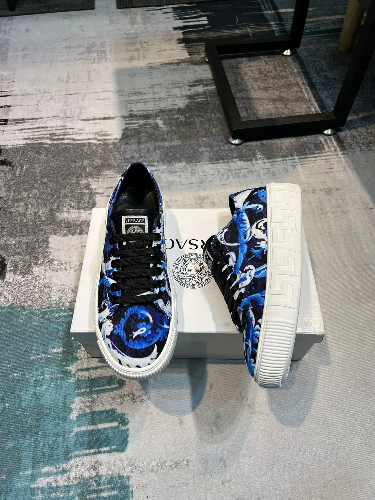 Versace Greca Odissea Zapatillas Lifestyle Azul Baroque Print 4