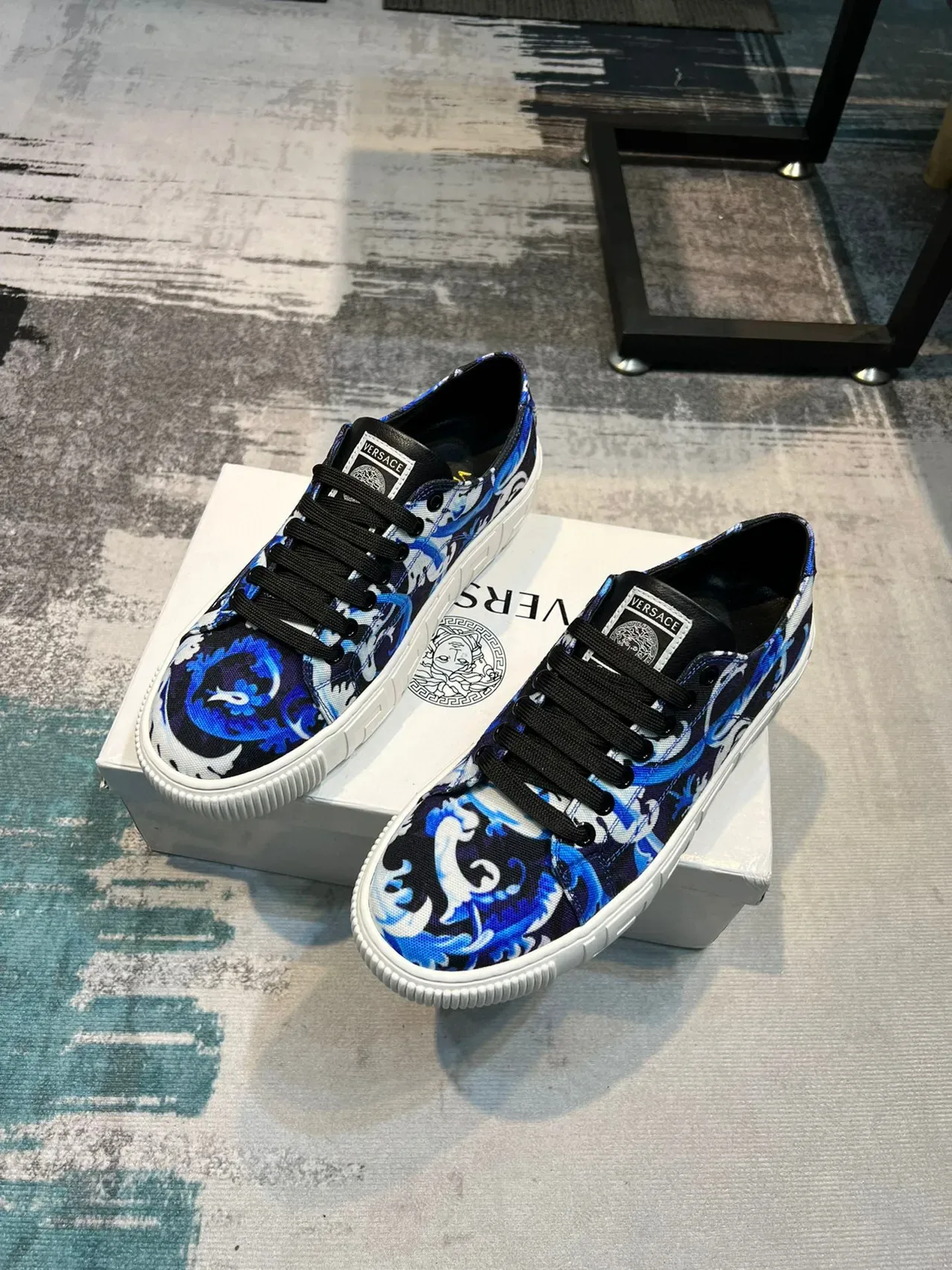 Versace Greca Odissea Zapatillas Lifestyle Azul Baroque Print 6