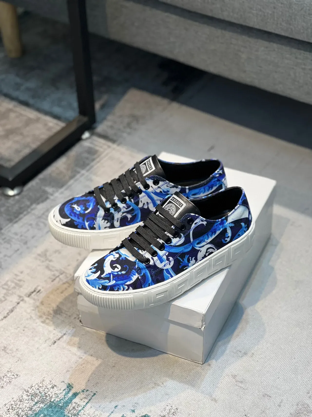 Versace Greca Odissea Zapatillas Lifestyle Azul Baroque Print 7