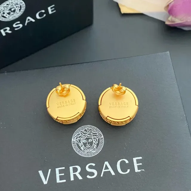 Versace Greca Odissea Gold-Tone Crystal Stud Earrings 2