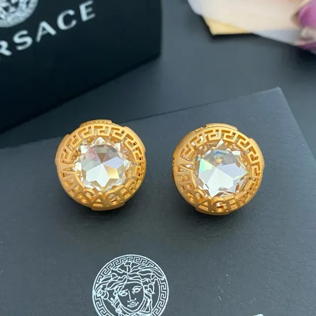 Versace Greca Odissea Gold-Tone Crystal Stud Earrings 3
