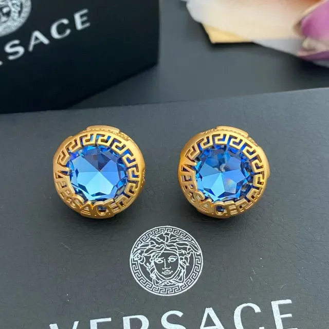 Versace Greca Odissea Gold-Tone Crystal Stud Earrings 4