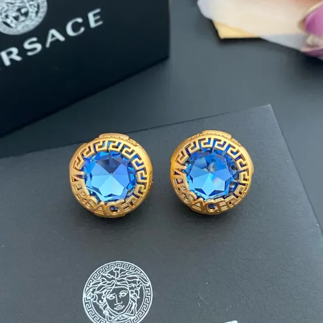 Versace Greca Odissea Gold-Tone Crystal Stud Earrings 5