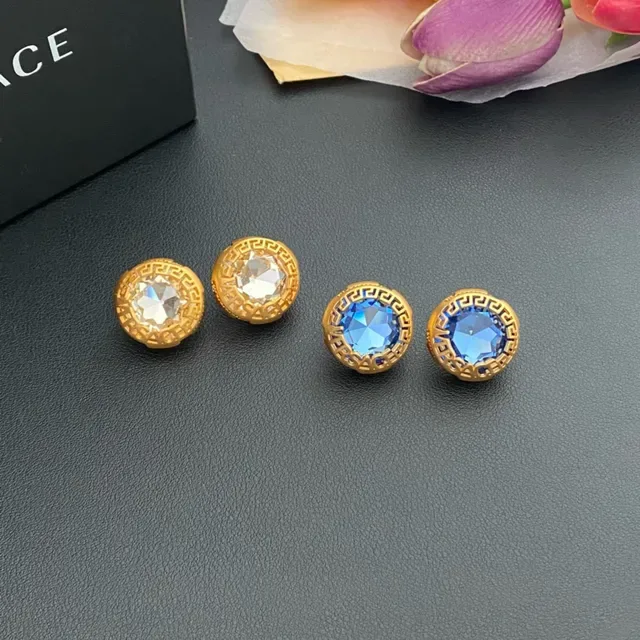 Versace Greca Odissea Gold-Tone Crystal Stud Earrings 7