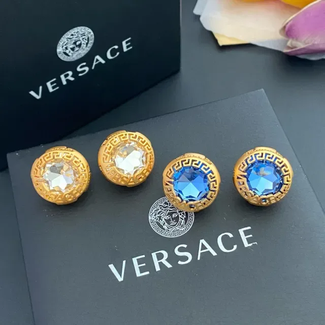 Versace Greca Odissea Gold-Tone Crystal Stud Earrings 8