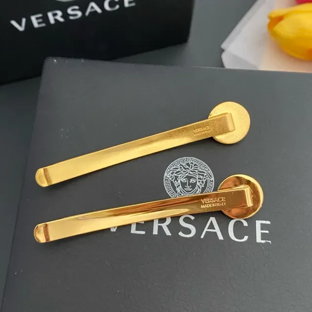 Versace मेड्यूसा हेड गोल्ड टोन हेयरपिन ब्रोच 4