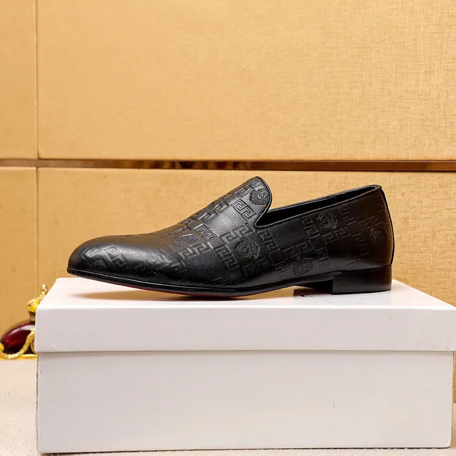 Versace Odissea Black Embossed Greca Pattern Medusa Motif Loafer 7
