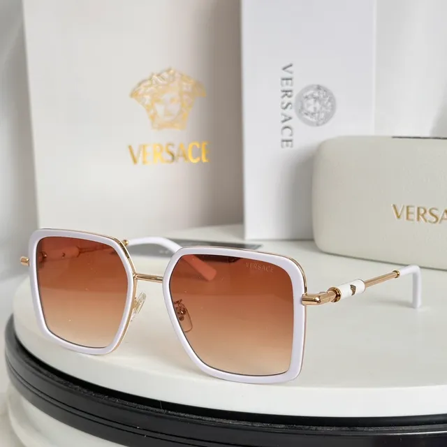 Versace Odissea أسود ذهبي مربع إطار أسيتات تفاصيل معدنية نظارات بصرية 8