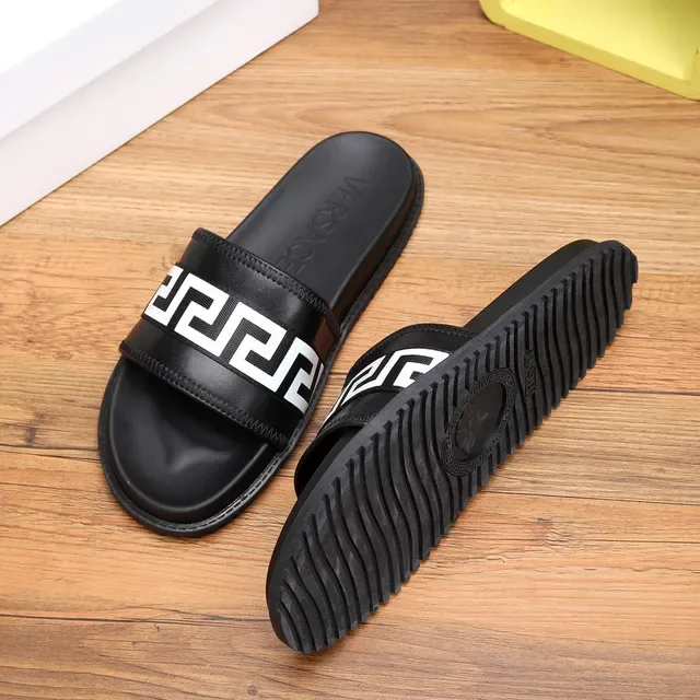 Versace Odissea Greca Key Pattern Black Slippers 2